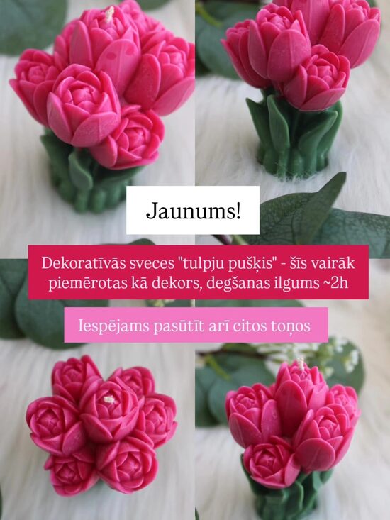 Dekoratīvā svece - tulpju pušķis